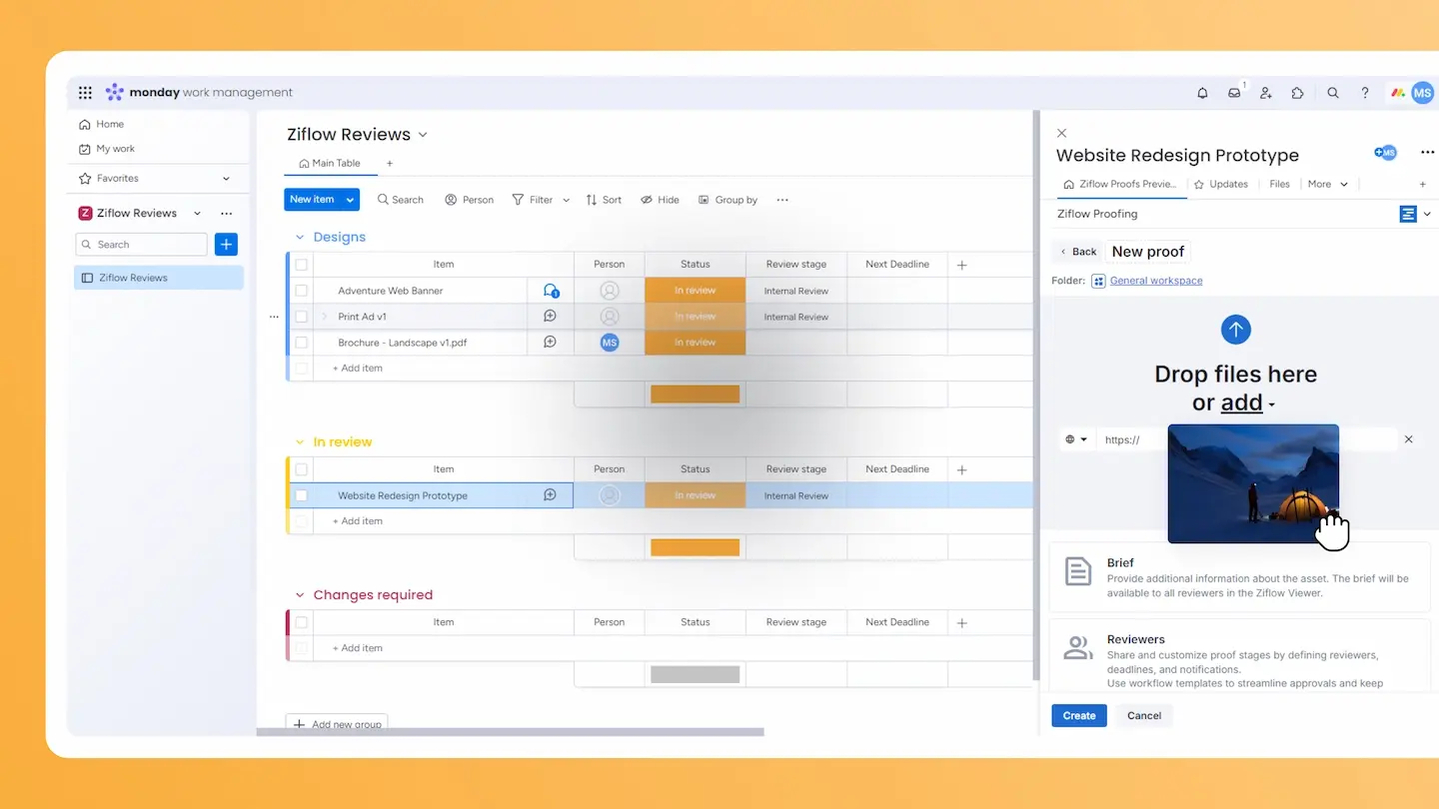 How to create a proof in Ziflow from a monday.com task