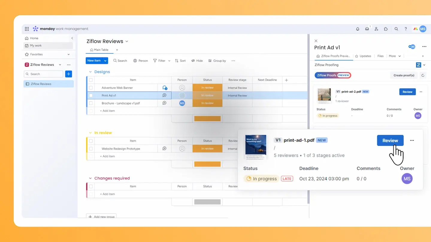How to review a proof in Ziflow from monday.com-2